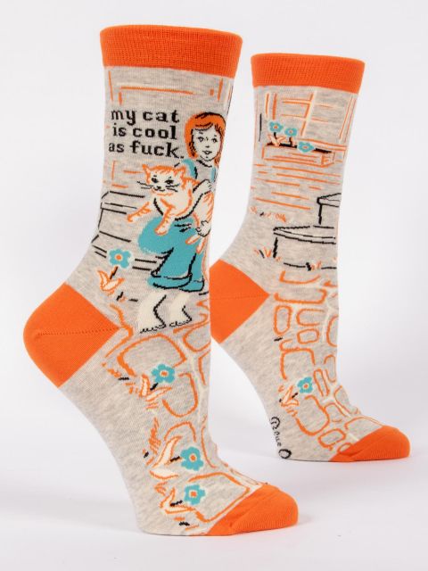 MY CAT IS COOL AS FUCK - WOMEN'S CREW SOCKS