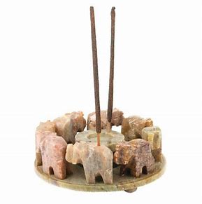 Circle Of Life Elephant Incense Holder - Soapstone