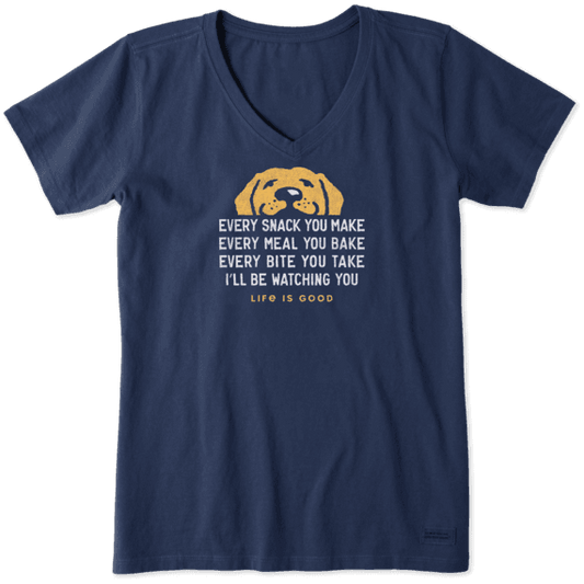 LIG I’ll Be Watching You Women’s Short Sleeve Crusher Vee T-shirt / Dark Blue