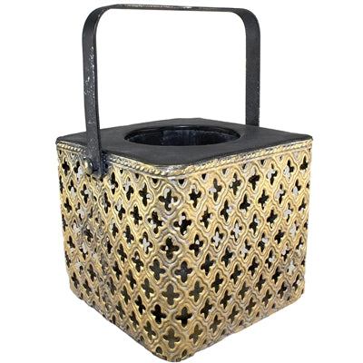 Shadira Black & Gold Tone Metal Lantern