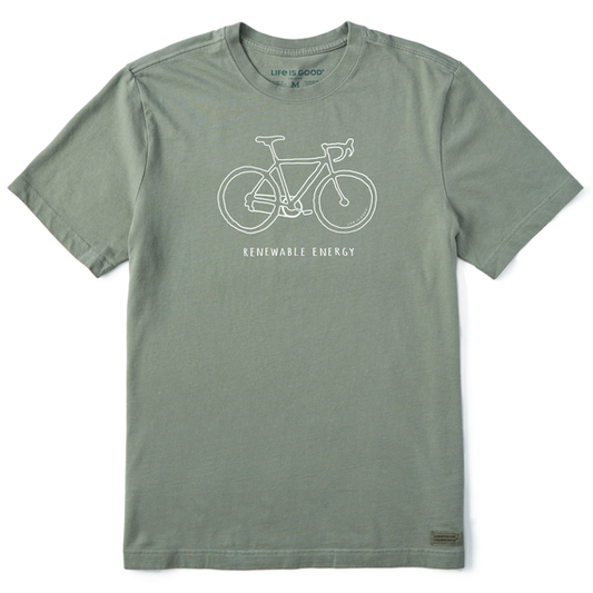 Men's Short Sleeve Renewable Energy Bike Crusher T-Shirt - Moss Green