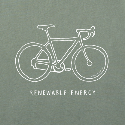 Men's Short Sleeve Renewable Energy Bike Crusher T-Shirt - Moss Green