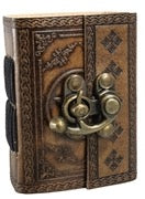 Leather Embossed Mini Journal w/ Brass Lock (ASE142)