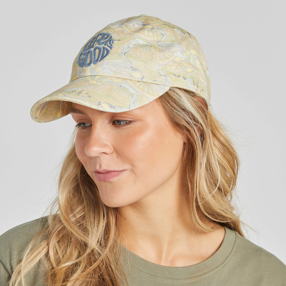 Life Is Good Trippy Landscape Pattern Chill Cap