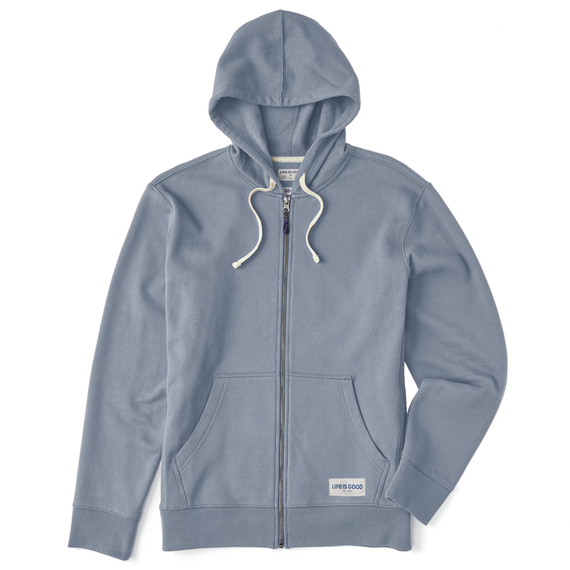 LIG Men's Solid Simply True Fleece Zip Hoodie -  Stone Blue