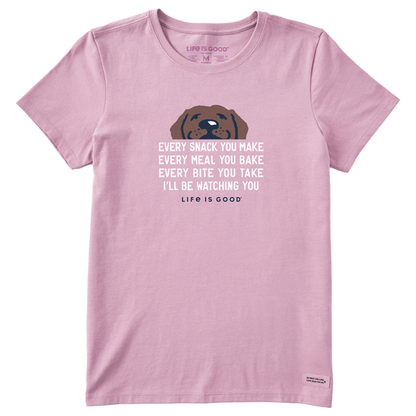 Women's I'll Be Watching You Chocolate Lab Crusher Tee - Violet Purple