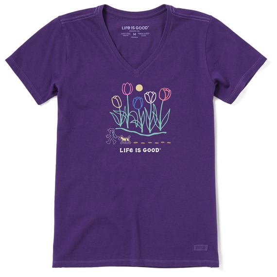 Women's Short Sleeve Hiking Past Tulips Crusher Lite Vee - Deep Purple