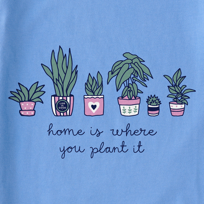 Women's Home is Where you Plant it Short Sleeve Crusher Lite Vee - Cornflower Blue