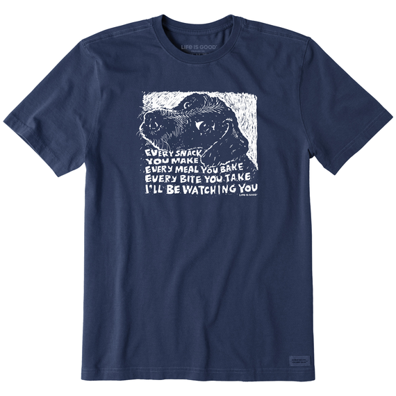 Men's Black Snack Dog Short Sleeve Crusher Tee - Darkest Blue