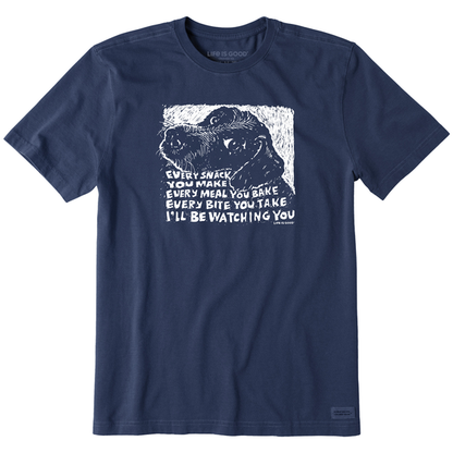 Men's Black Snack Dog Short Sleeve Crusher Tee - Darkest Blue