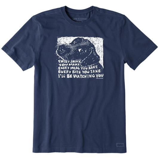 Men's Black Snack Dog Short Sleeve Crusher Tee - Darkest Blue