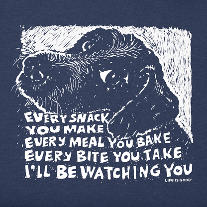 Men's Black Snack Dog Short Sleeve Crusher Tee - Darkest Blue