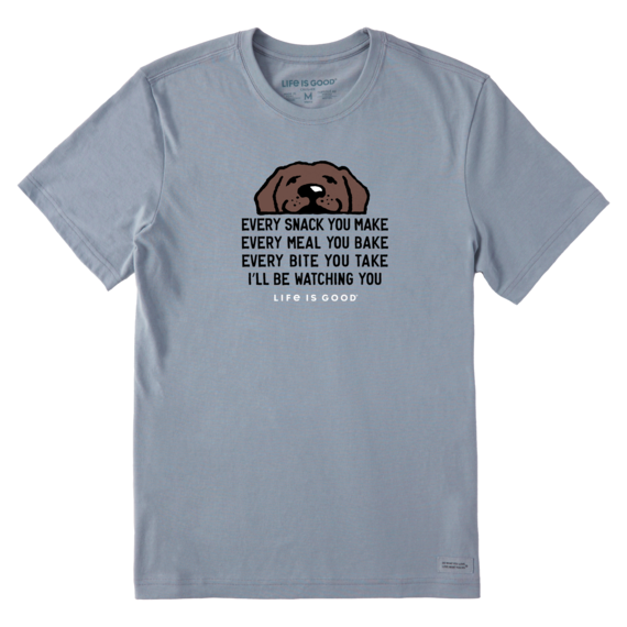 Men's I'll Be Watching You Chocolate Lab Short Sleeve Tee - Stone Blue