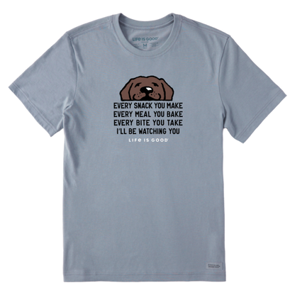 Men's I'll Be Watching You Chocolate Lab Short Sleeve Tee - Stone Blue