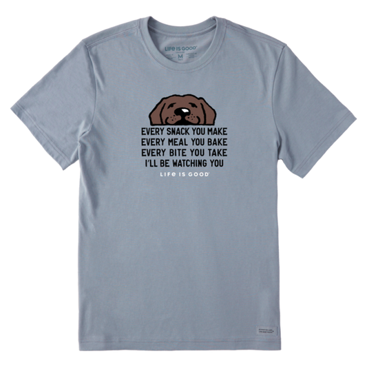 Men's I'll Be Watching You Chocolate Lab Short Sleeve Tee - Stone Blue