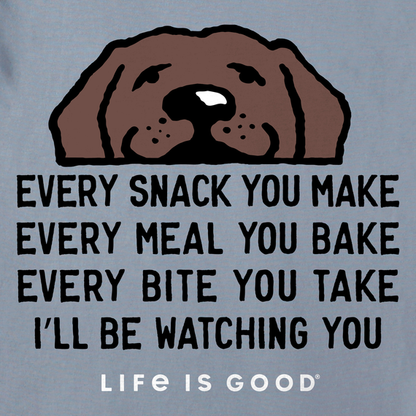 Men's I'll Be Watching You Chocolate Lab Short Sleeve Tee - Stone Blue