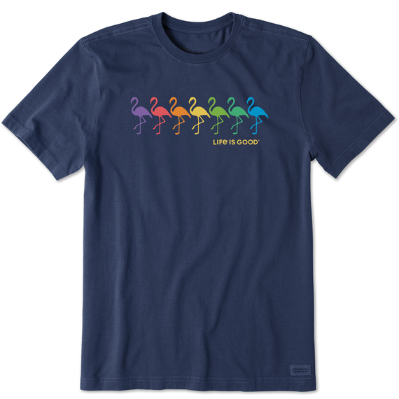 Men’s Flamingo Spectrum (Rainbow) Crusher Short Sleeve Tee - Darkest Blue