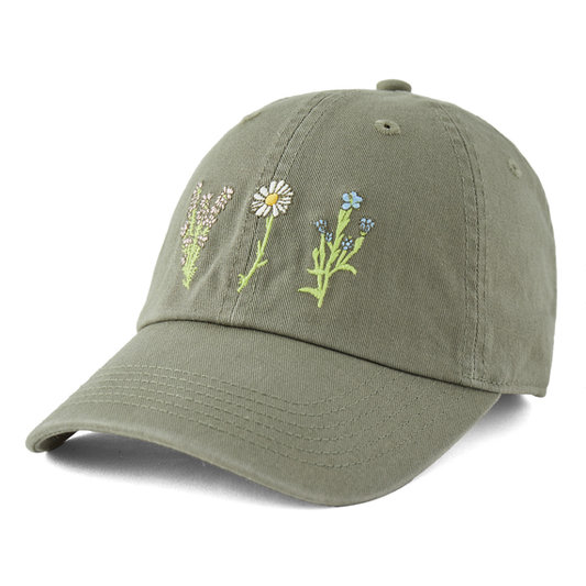 Detailed Wildflowers Chill Cap - Moss Green