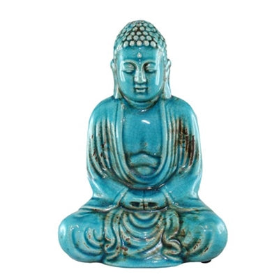 Teal Ceramic Dhyana Buddha Statue - Small (JC105)